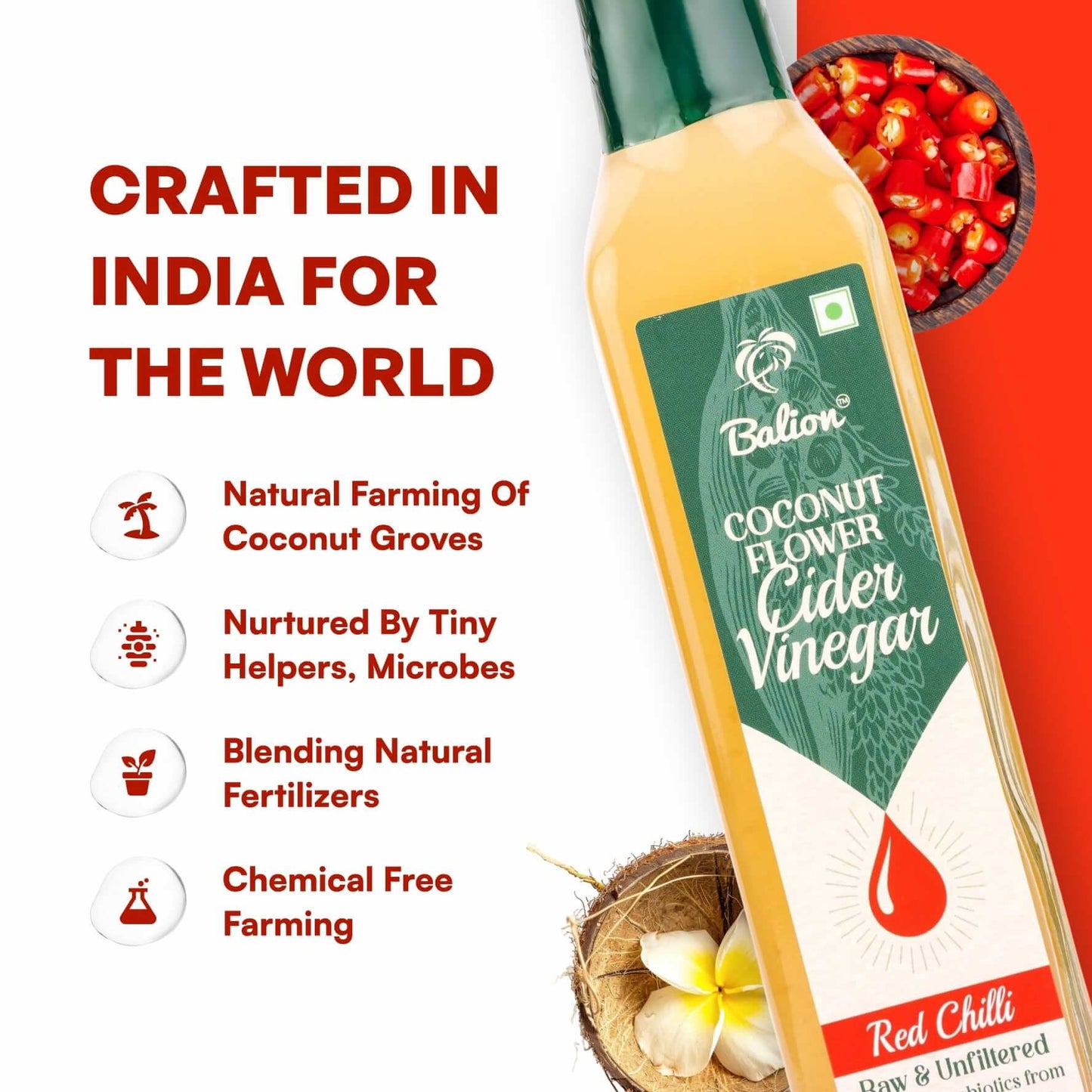 Coconut Flower Cider Vinegar - Red Chilli