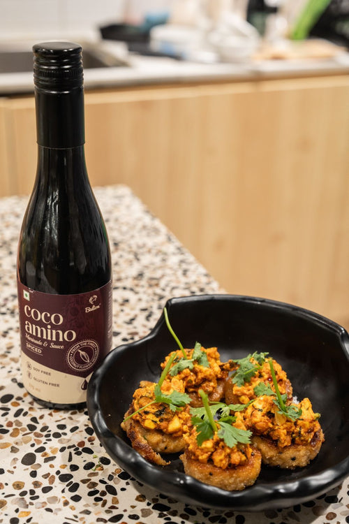 Upma Cake Canape With Paneer Khatta Pyaaz